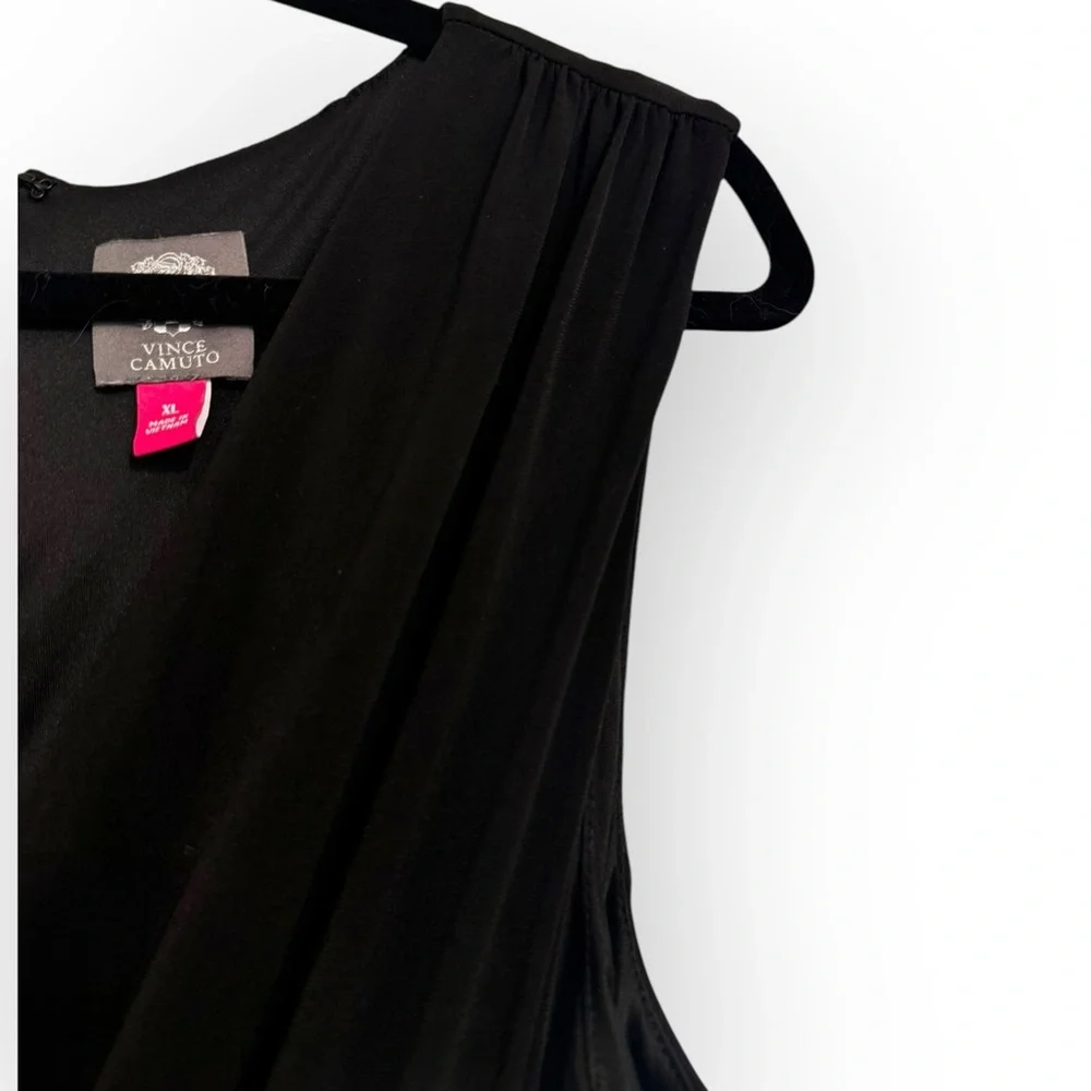 VINCE CAMUTO Faux Wrap Wide-Leg Jersey Jumpsuit, XL, Black - Picture 6 of 16